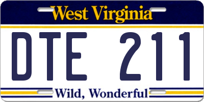 WV license plate DTE211
