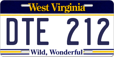 WV license plate DTE212