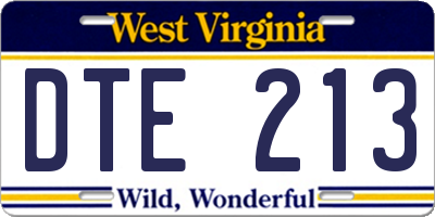 WV license plate DTE213