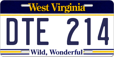 WV license plate DTE214