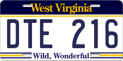 WV license plate DTE216