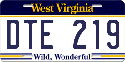 WV license plate DTE219