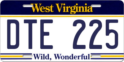 WV license plate DTE225