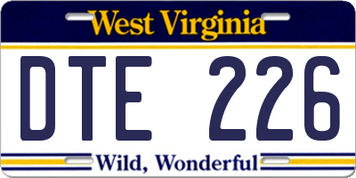 WV license plate DTE226