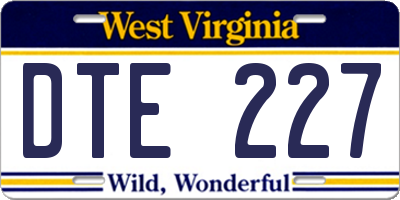 WV license plate DTE227