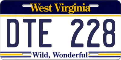 WV license plate DTE228