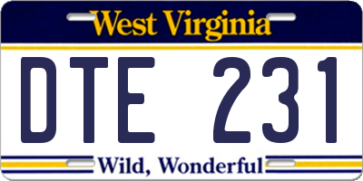 WV license plate DTE231