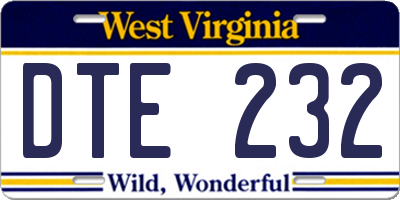 WV license plate DTE232