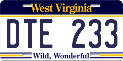 WV license plate DTE233