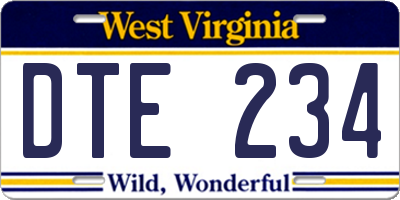 WV license plate DTE234