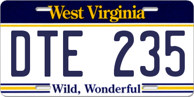 WV license plate DTE235