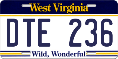 WV license plate DTE236