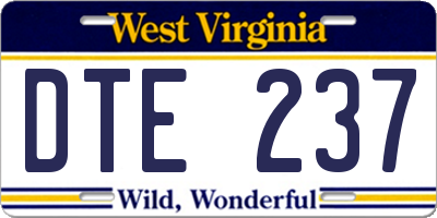 WV license plate DTE237