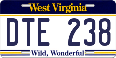 WV license plate DTE238