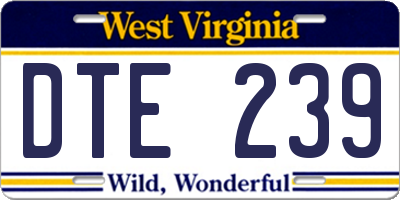 WV license plate DTE239