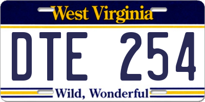 WV license plate DTE254