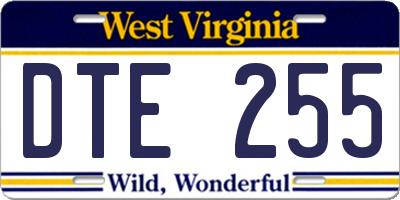 WV license plate DTE255