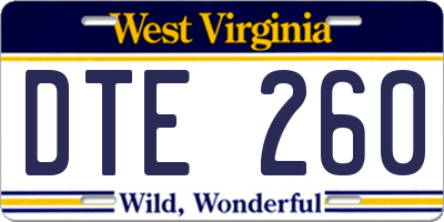 WV license plate DTE260