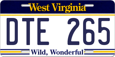 WV license plate DTE265