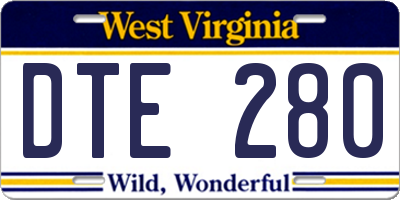WV license plate DTE280