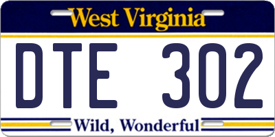 WV license plate DTE302