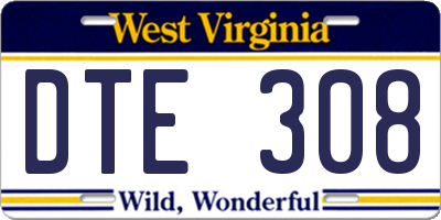 WV license plate DTE308