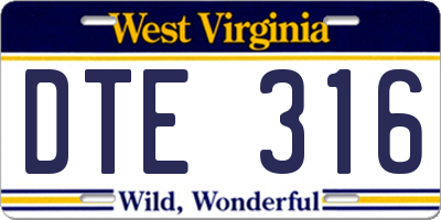 WV license plate DTE316