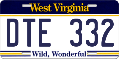 WV license plate DTE332