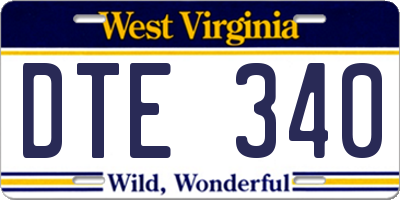 WV license plate DTE340