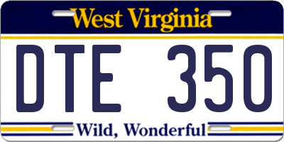 WV license plate DTE350