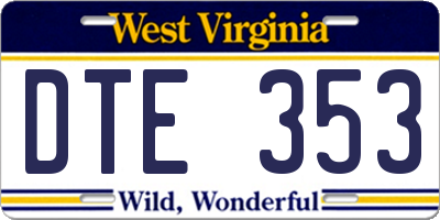 WV license plate DTE353