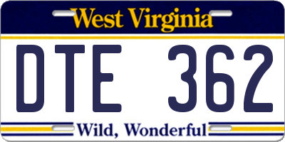 WV license plate DTE362