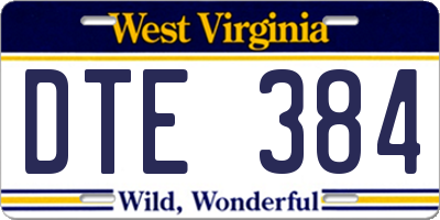 WV license plate DTE384