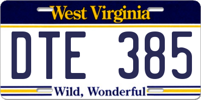 WV license plate DTE385