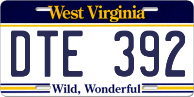 WV license plate DTE392