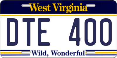 WV license plate DTE400