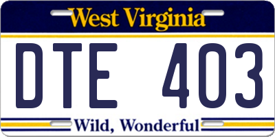 WV license plate DTE403