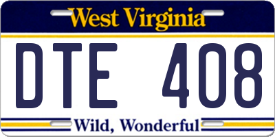 WV license plate DTE408