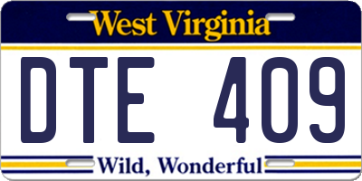 WV license plate DTE409