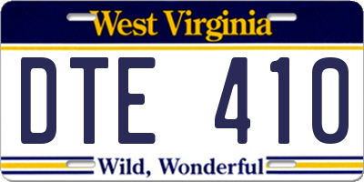 WV license plate DTE410