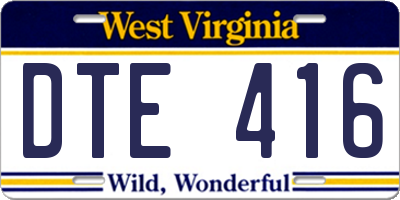WV license plate DTE416