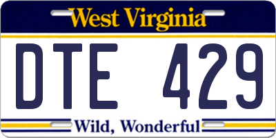 WV license plate DTE429