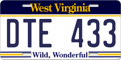 WV license plate DTE433