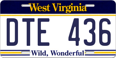 WV license plate DTE436