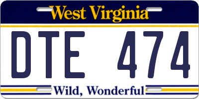 WV license plate DTE474