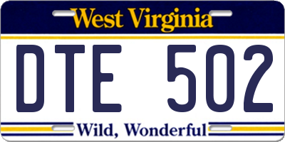 WV license plate DTE502
