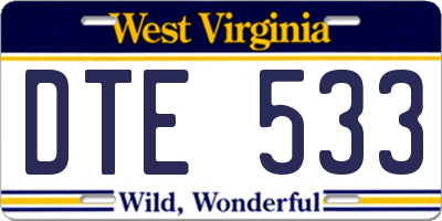 WV license plate DTE533