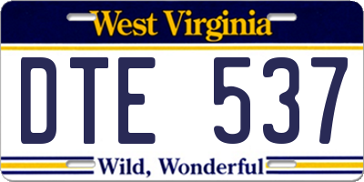 WV license plate DTE537