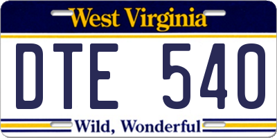 WV license plate DTE540