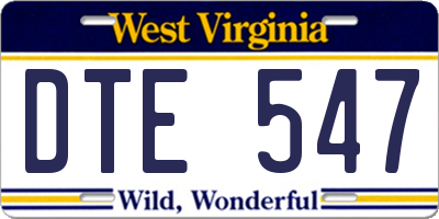 WV license plate DTE547